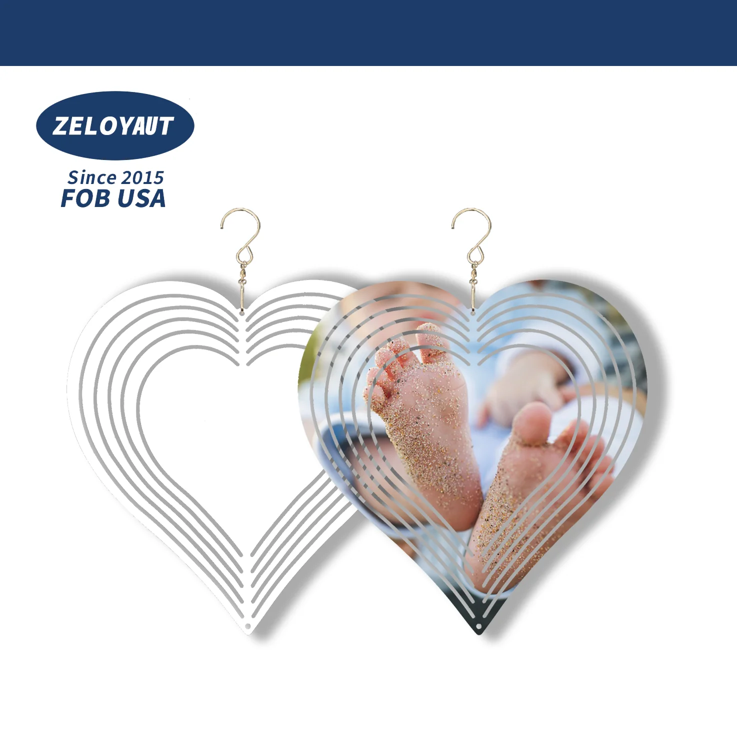 sublimation wind spinner blanks Heart shape Double Sides printing sublimations aluminum Blanks wind spinners for Garden decor