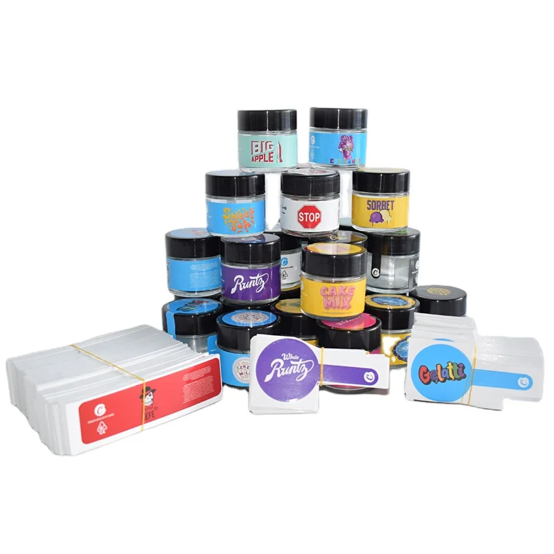 
Custom Design Food Clear Round Glass Jar For Weeds Herbs Skin Cream Bottle With Black Lid 2 Oz 