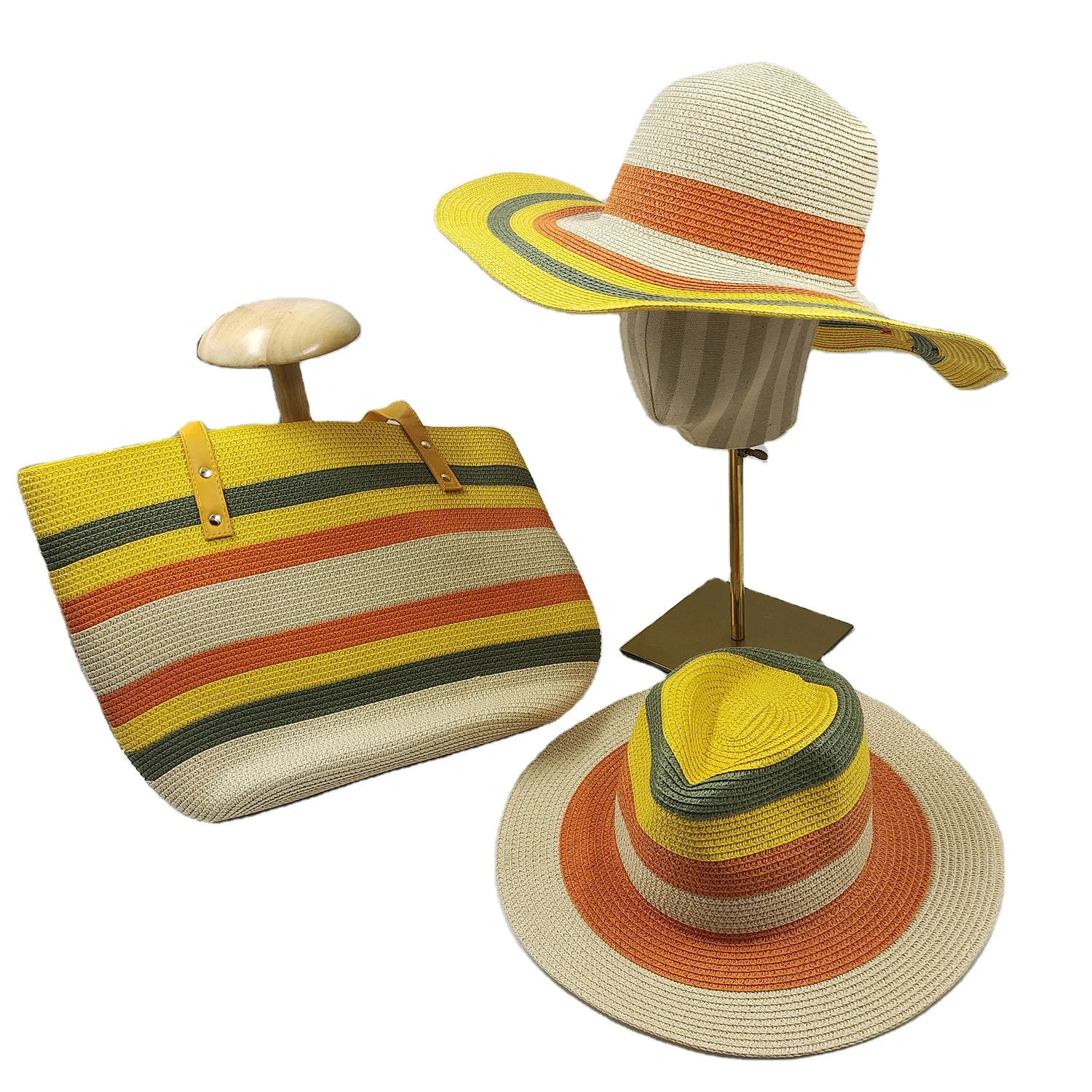 beach women handbags girl woman paper straw beach hat with bag floppy fedora hats and big beach bag set