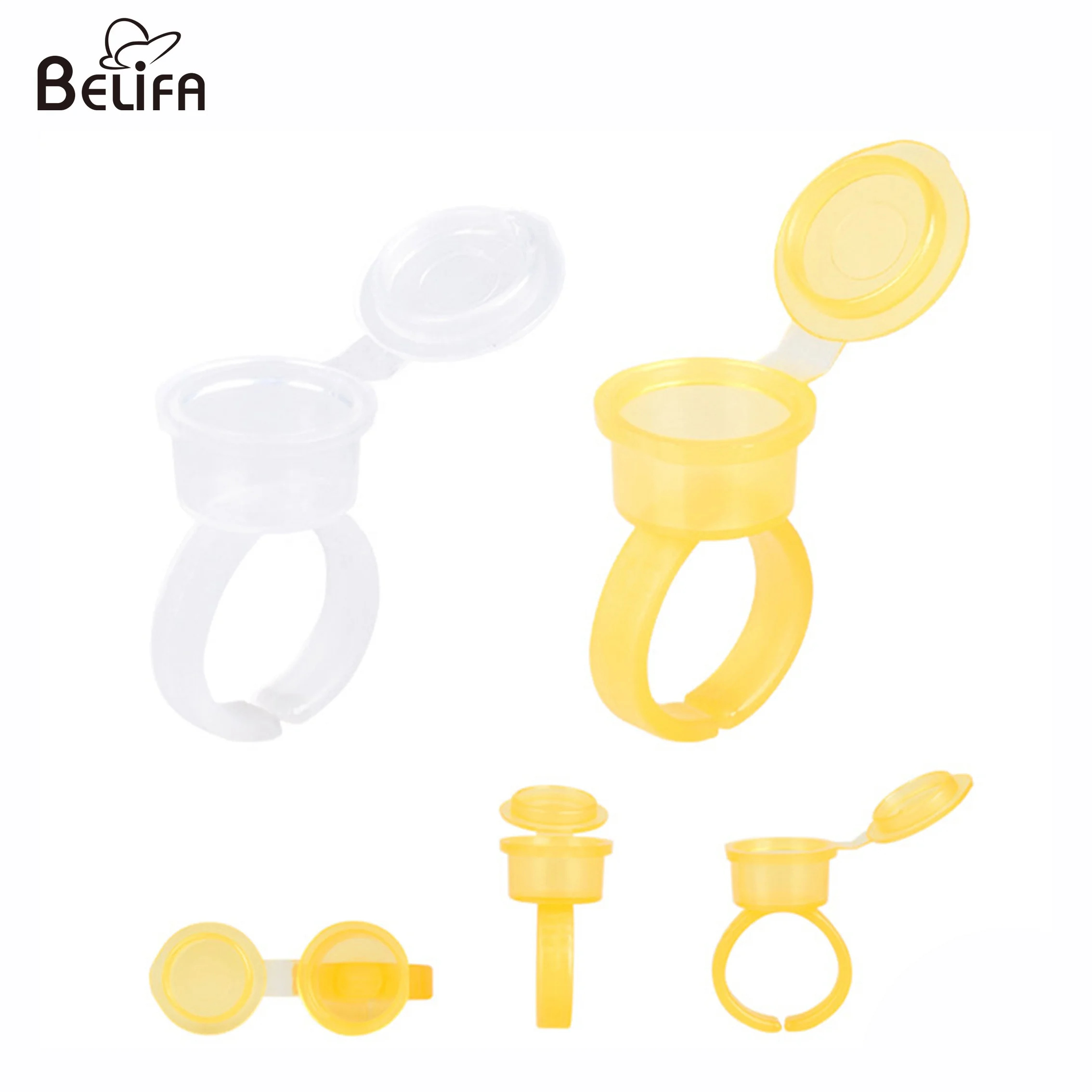 50 шт./пакет смываемая Татуировка чернила кольцо чашки с крышкой крышка Пластиковый косметический пигмент для мануального татуажа клей