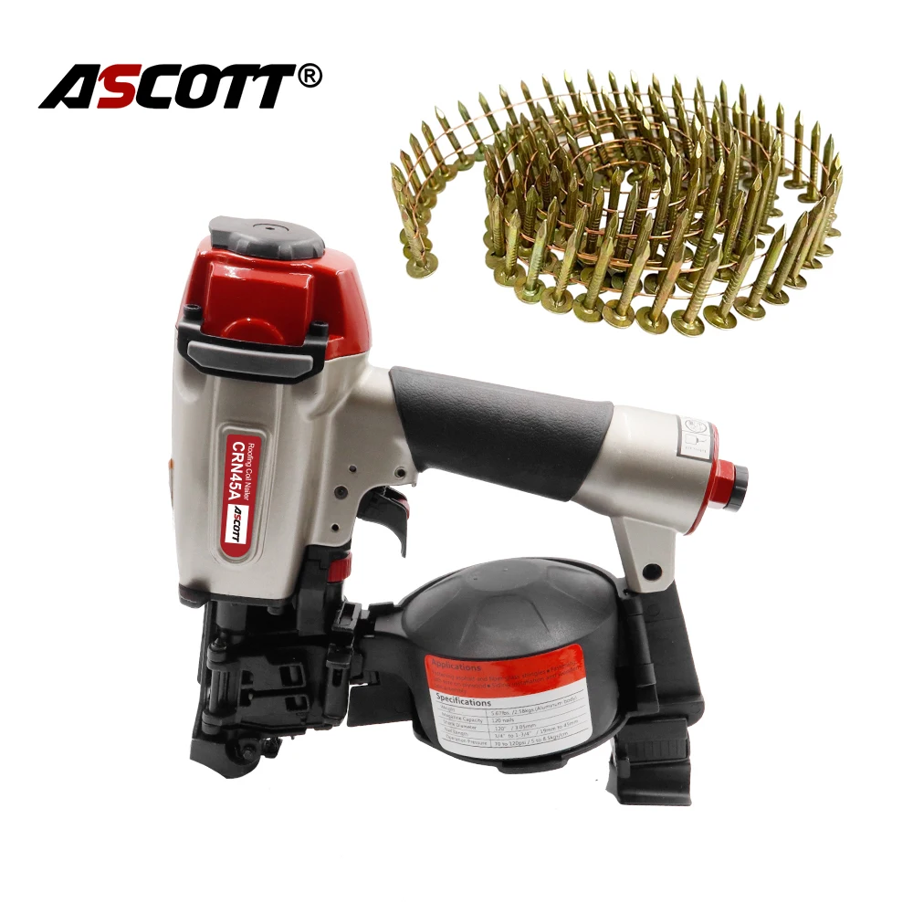 CRN45A Pneumatic Nailer for Roofing Nails 1 inch Roofing Nails 32mm Coil Nail Gun  coil nailer for framing