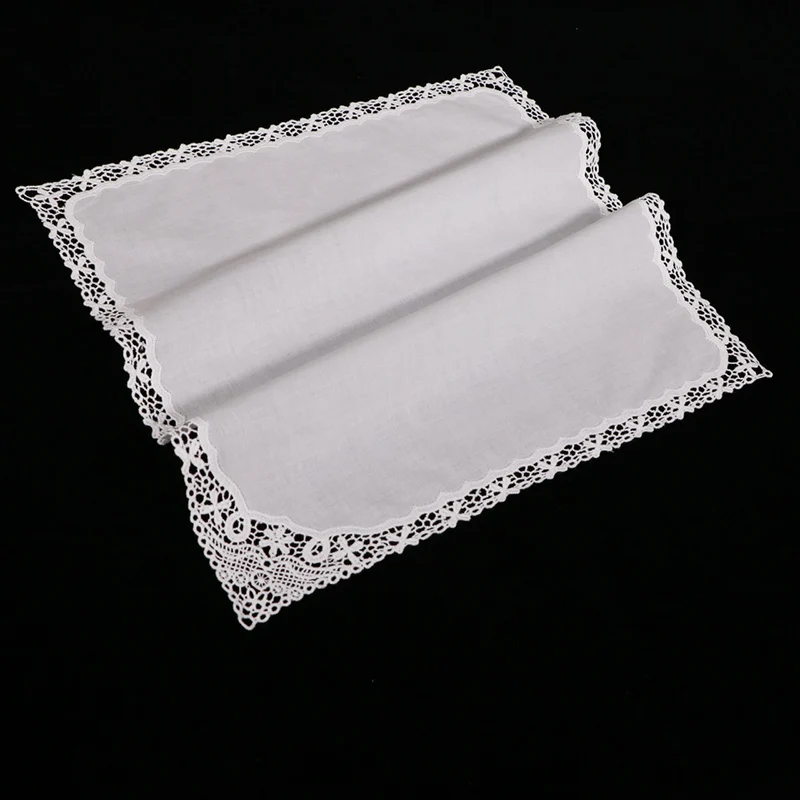 A013 : White premium cotton lace handkerchiefs crochet hankies  women/ladies wedding gift