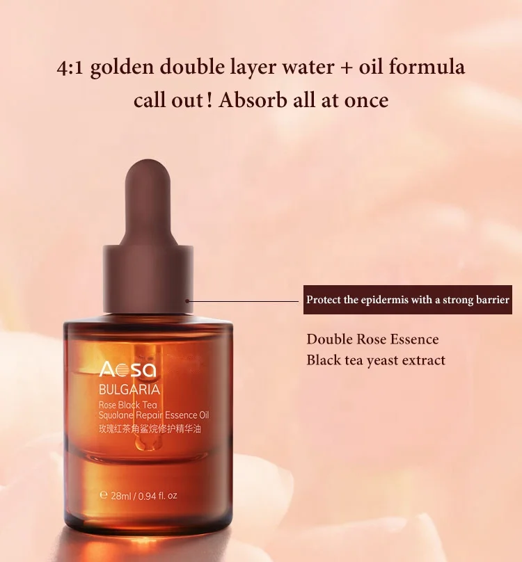 Hyaluronic Acid Liquid Anti Wrinkle Black Tea Yeast Extract Serum 28 Ml Moisturizer Hydrating Flower Rose Essence
