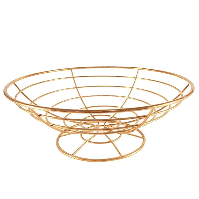 Fashion Style Festival Iron Fruit Holder Basket Decor Rose Gold Steel Wire Storage Baskets
