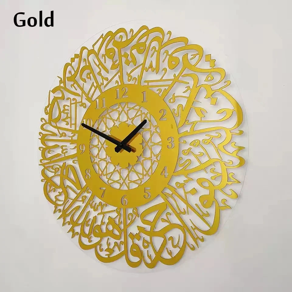 Оригинальные новые мусульманские зеркальные настенные часы Allahu Akbar лазерная резка акриловые