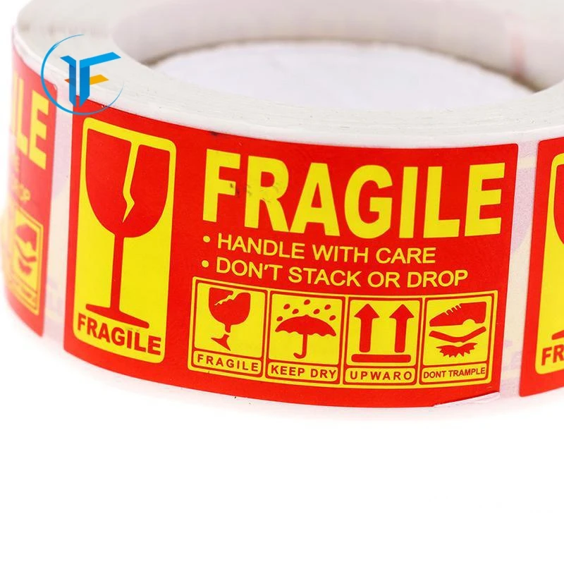 Guangzhou Supplier Yellow Warning Shipping Fragile Private Label Fragile Sticker