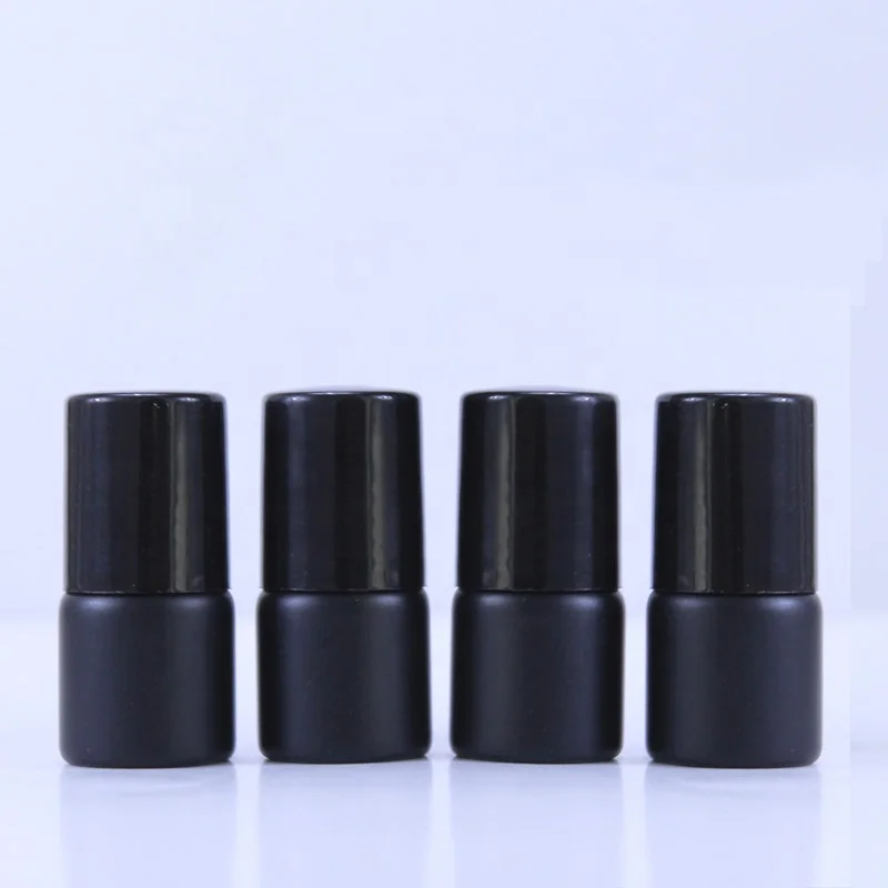Matte Black Glass Roll on Bottles with Stainless Steel Roller Balls 1ml 2ml 3ml Essential Oil Roller Glass Bottle