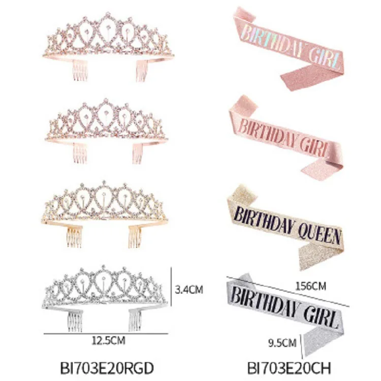 Birthday Girl party etiquette belt Birthday Queen Shoulder strap birthday crown ornament