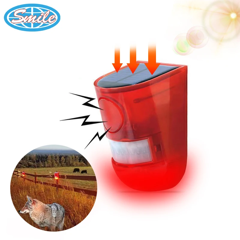 Hot Selling 129dB Solar Power Siren IP65 Waterproof Loud Strobe Siren PIR Motion Sensor Security Alarm For Home Yard Outdoor