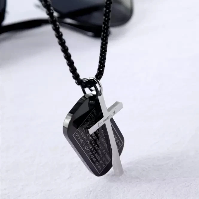 
Оптовая продажа, популярная цепочка с подвеской-крестом из нержавеющей стали, мужское ожерелье в стиле хип-хоп 