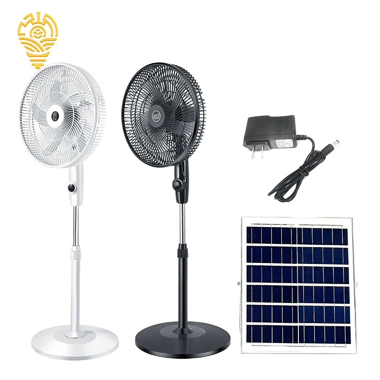 High Quality 18650 Ternary Lithium Battery Remote Control 15000mah Solar Charging Fan 1280 Rpm 25w Rechargeable Stand Fan