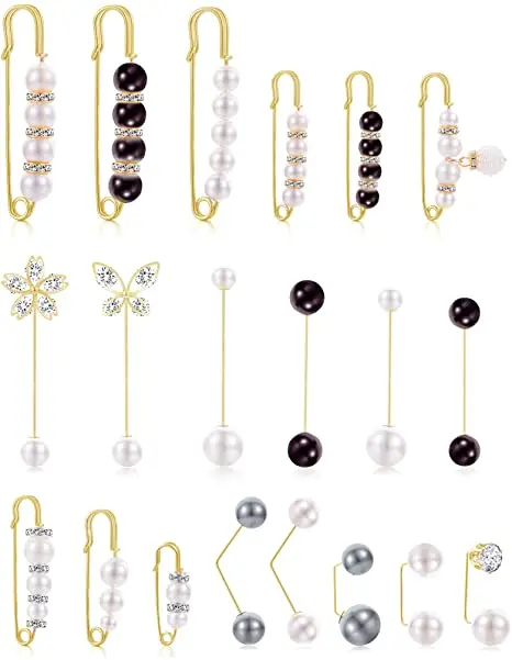 Exquisite Luxurious Big Double Pearl Zircon Brooch Pins Sweater Shawl Safety Pins Waist Buckle Waistband Change Small Artifact