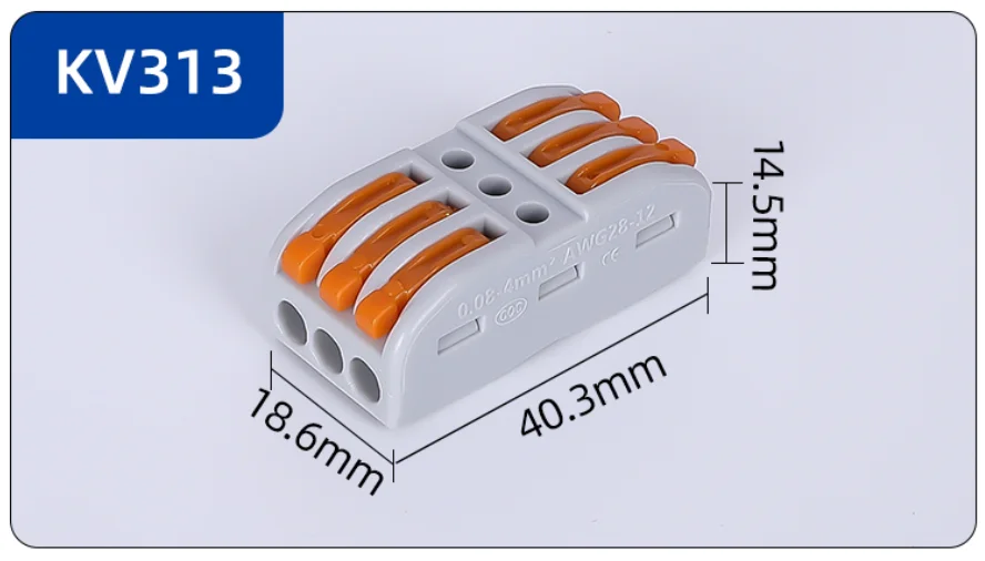 Compact Lever Nut Wire Conductor Quick Terminal Block 223 spl-3 3 in 3 out Circuit Inline Splice push wire connector