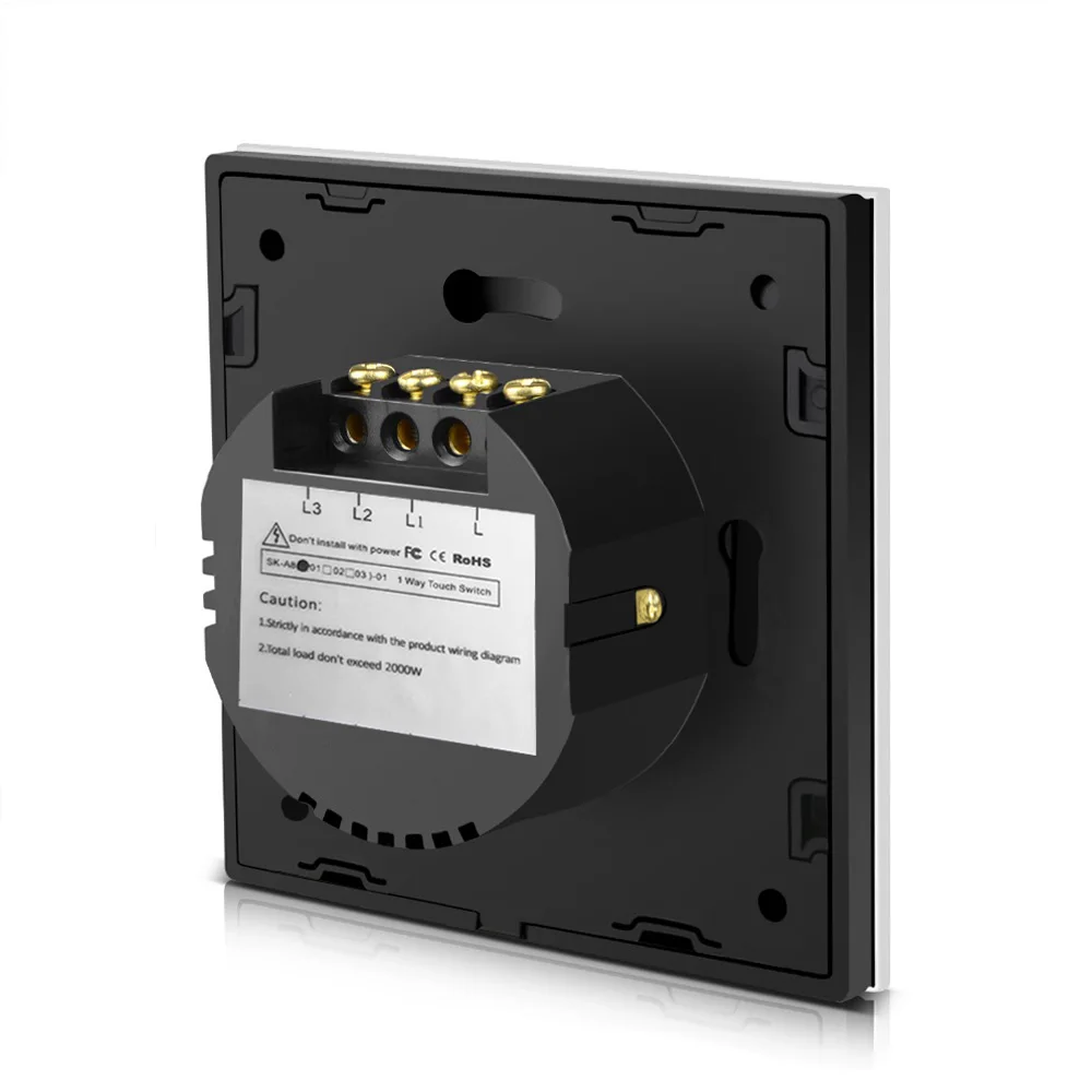 Cnskou EU 3gang 1way Luxury Glass Panel home automation touch switch