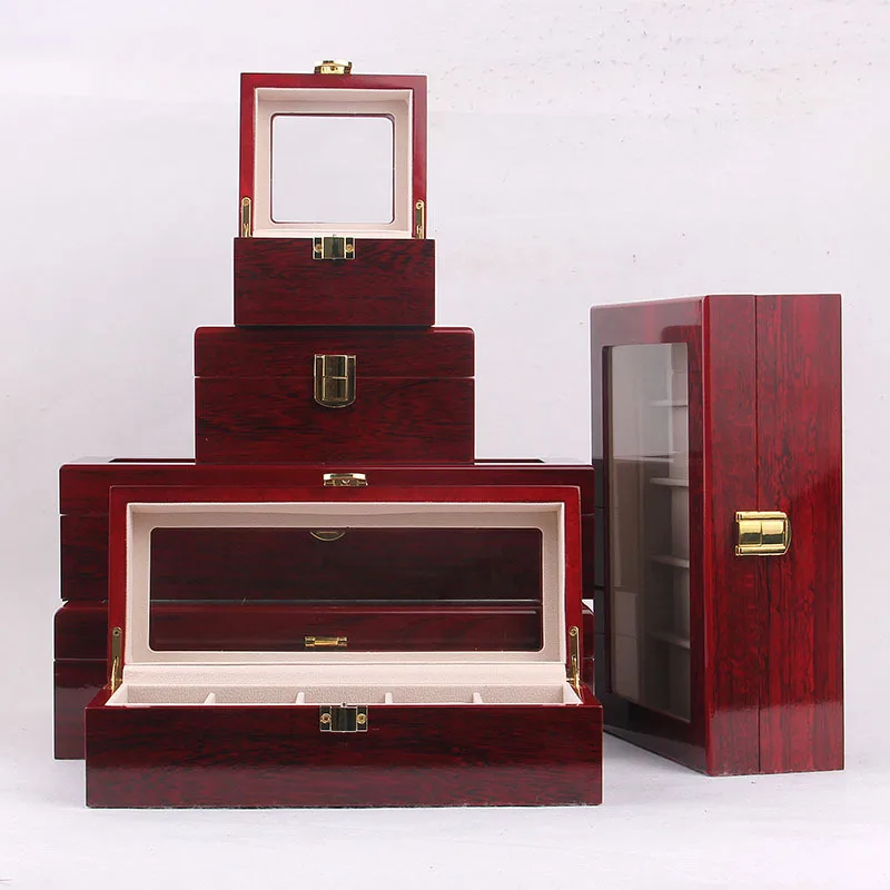 High End Jewelry Display Storage For Watches Luxury Jewel Box Coating Wooden Case