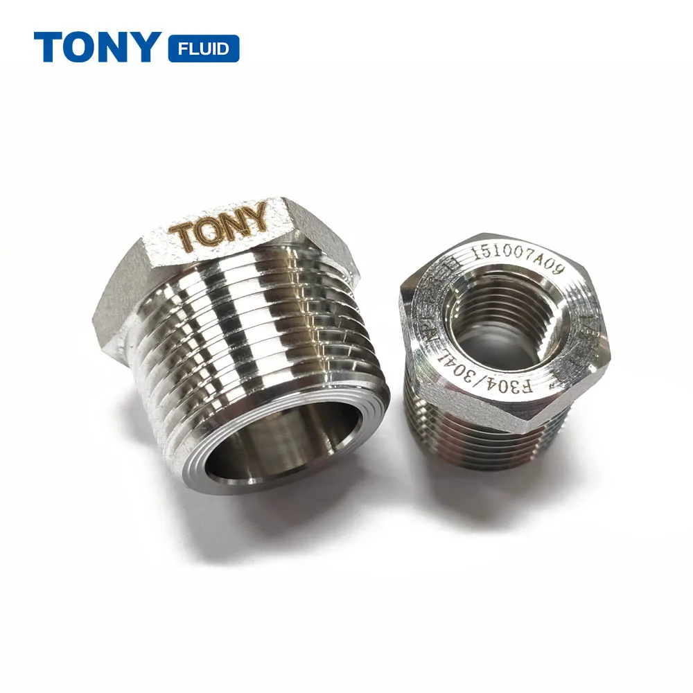Customized SS304 Stainless Steel BSP NPT G Threaded Reducing Bushing Pipe Fitting