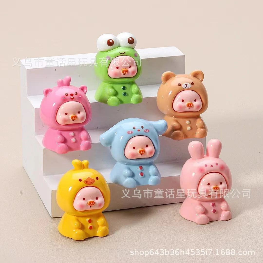 Animal sitting pig solid color luminous three-dimensional DIY ornaments cute cartoon style resin accessories ornaments blind bag