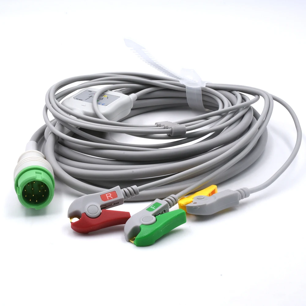 Patient monitoring Compatible for Mindrray PM5000 3-lead  ECG patient Cable Clip IEC Direct-connect  ECG cable 12 pin EKG cable