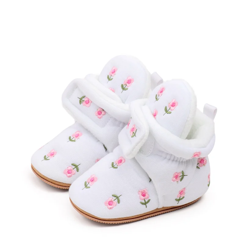 2024 hot selling high quality baby winter boots cute flowers for beautiful toddler girls 0-15 months prewalk soft and warm