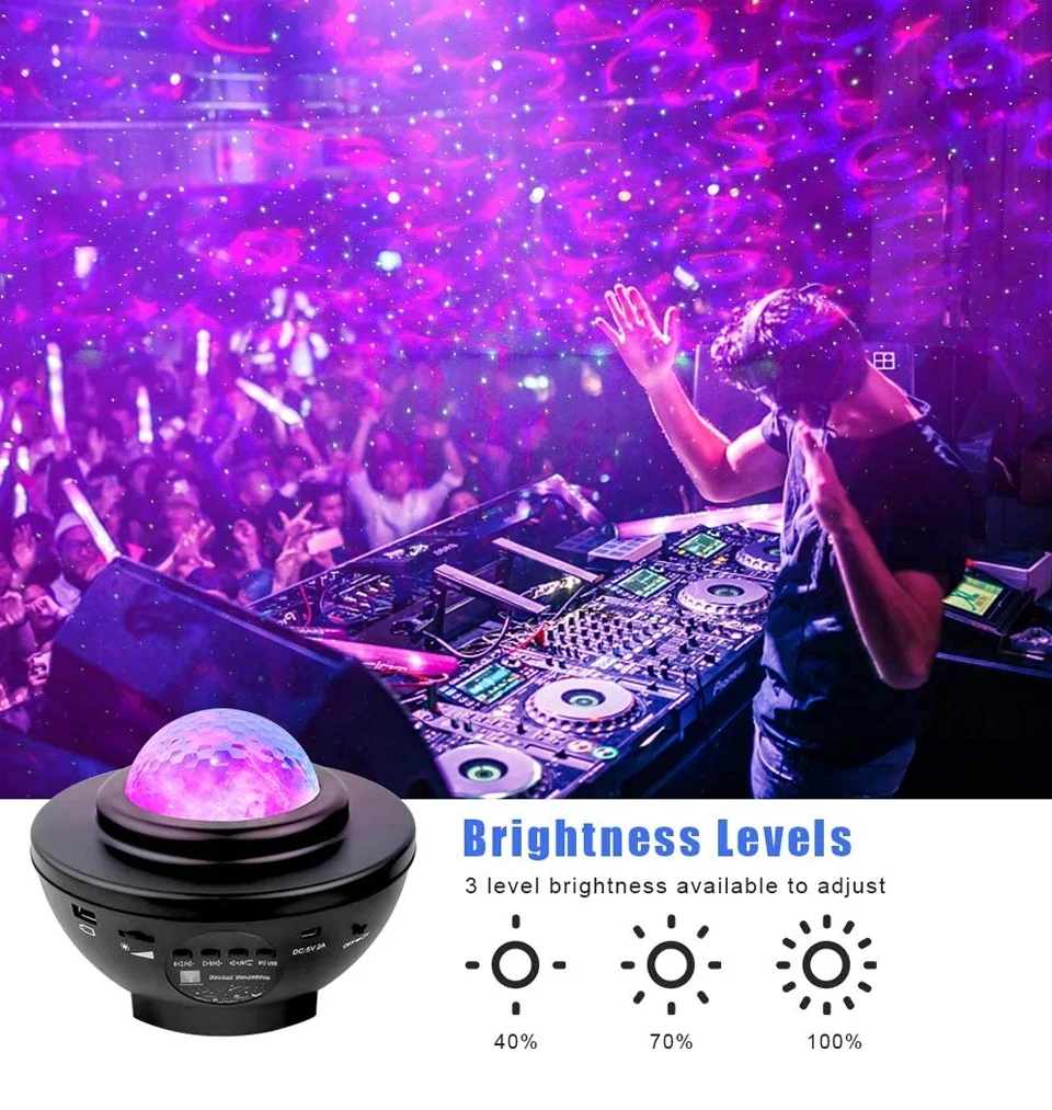 Howlighting  Modern Kids Led Remote Control Night Light Star Starry Sky Projection Lamp With Bluetooth