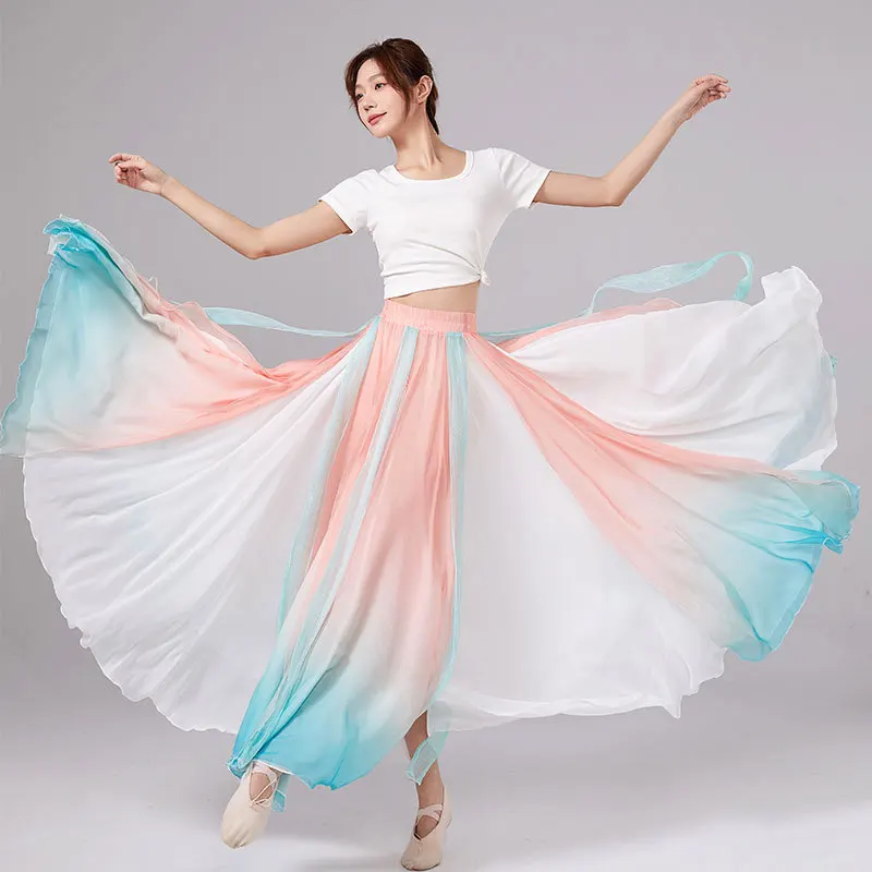 Women Lyrical Dance Skirt Long Ballet Wrap Skirt Flowy Maxi Skirts