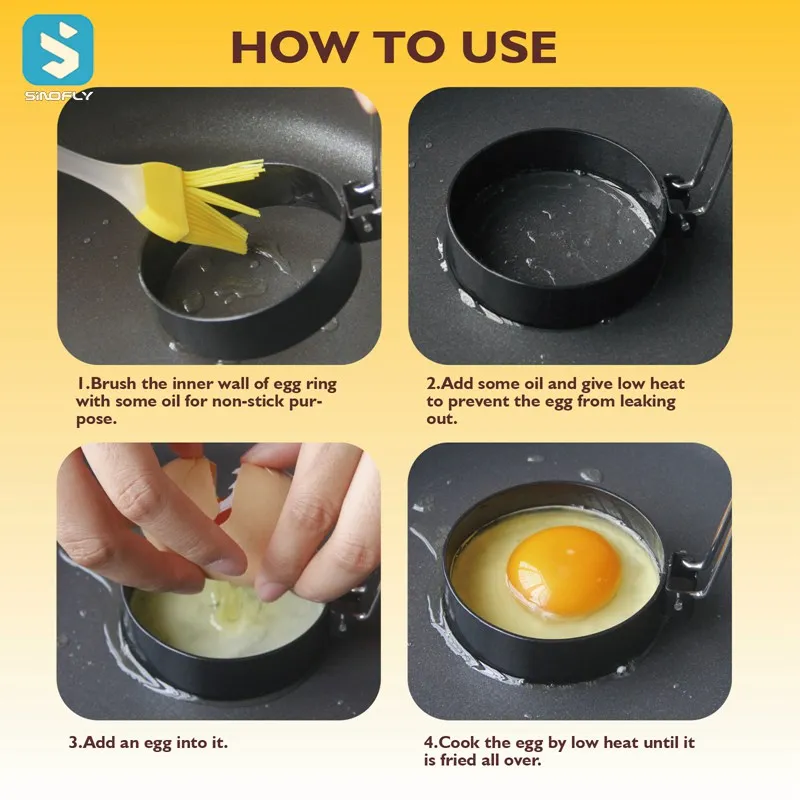 Amazon hot selling nonstick egg ring egg mould with silicone handle