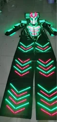 LED Robot Costume Clothes Light Up Stilts Walker Clothing Full Color Pixel Helmet Laser  LED Luminous Jacket Suit