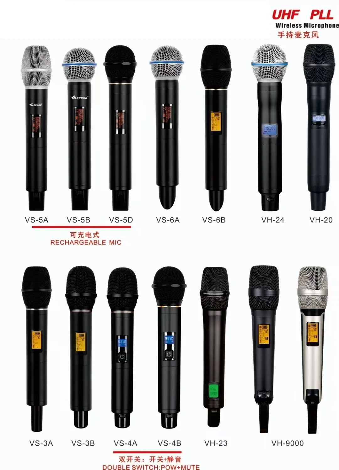 VR602 UHF PLL wireless Microphone for ktv karaoke singing Handheld Headset Lavalier 500-900Mhz super stable KTV singing Mic