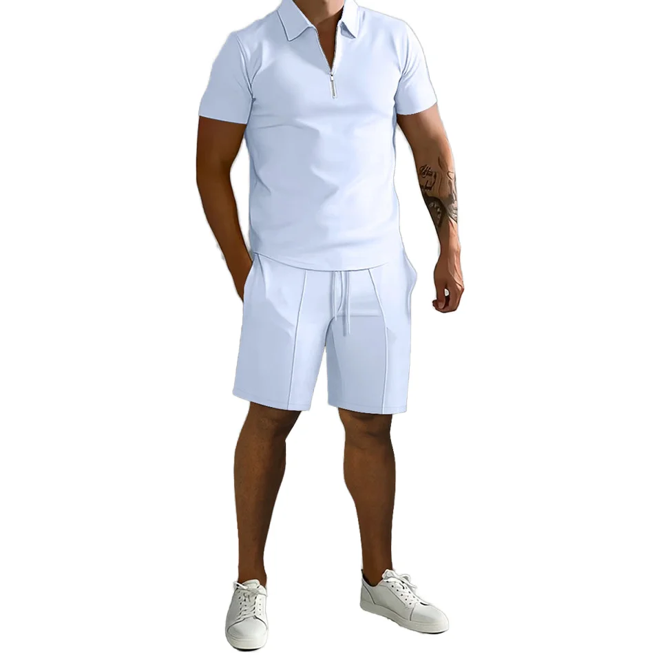Summer polo t shirt and shorts for men high quality lounge wear man custom tracksuit