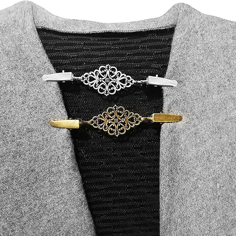 Vintage Cardigan Sweater Pin Retro Shawl Brooch Clips Shirt Dress Collar Duck Clip Winter Scarf Clasps for Elegant Women Girls