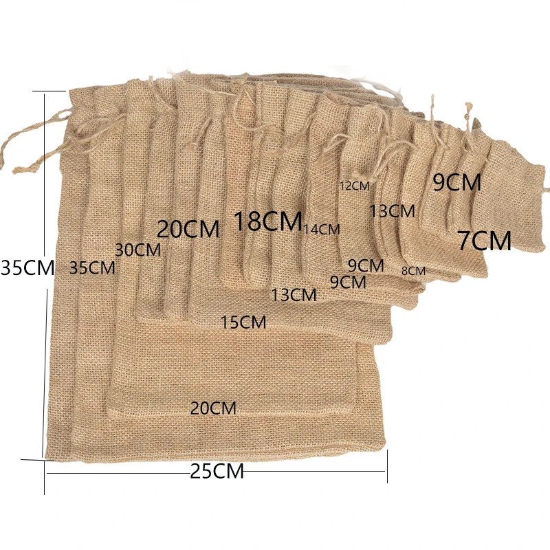 Wholesale Custom Printing Logo Drawstring Burlap Bag Natural Gunny Eco Friendly Jute Gift Bag