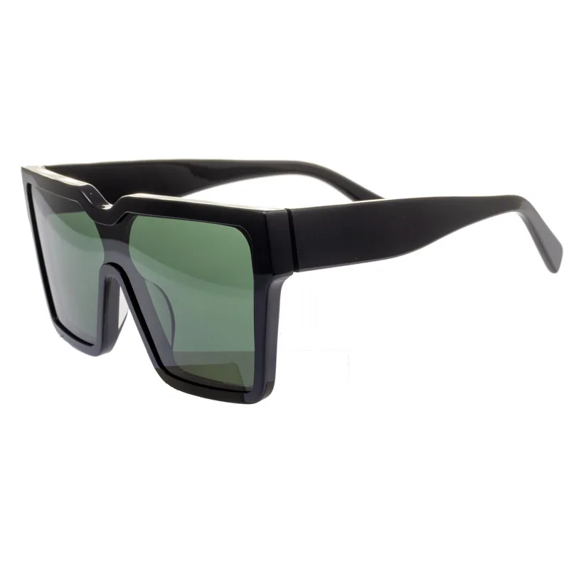 Custom Sun Glasses Supplier High Quality One Piece Polarized Lenses Men Square Shades Oversized Frame Women Acetate Sunglasses