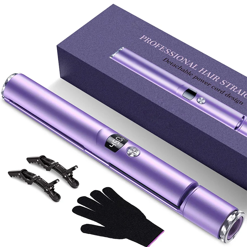 Hot Hair Straightener and Curler 2 in 1 Flat Iron for Hair with Detachable Power Cord Tourmaline Ceramic Hair Straightener