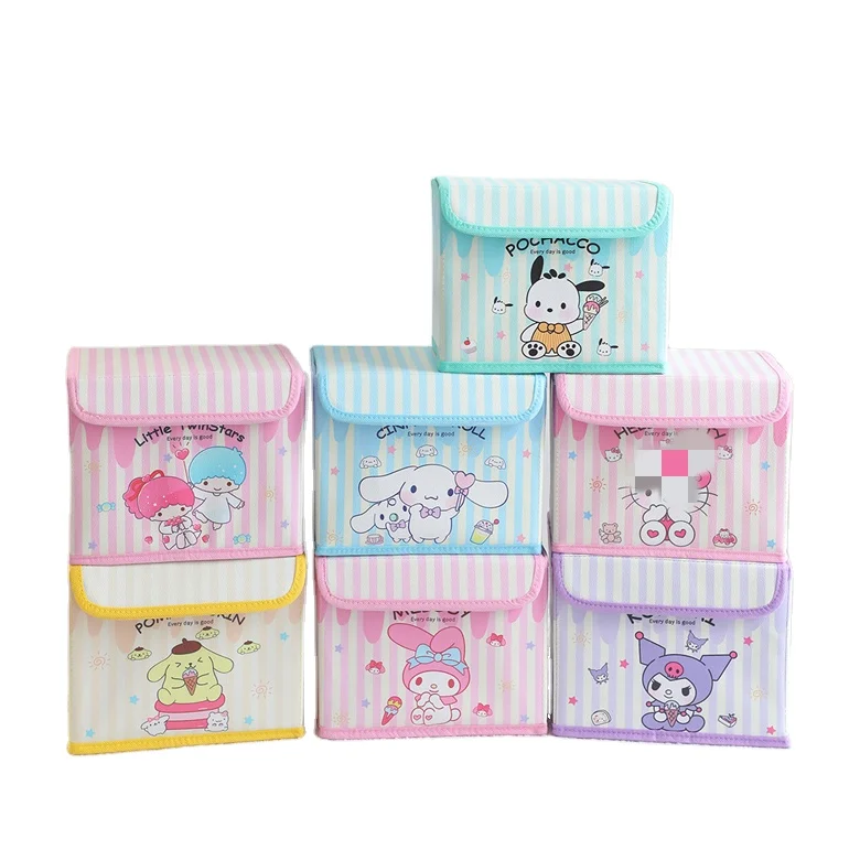 HK Kuromi My Melody PU Storage Box Cinnamoroll Pompom Purin Cartoon Cute Storage Bin