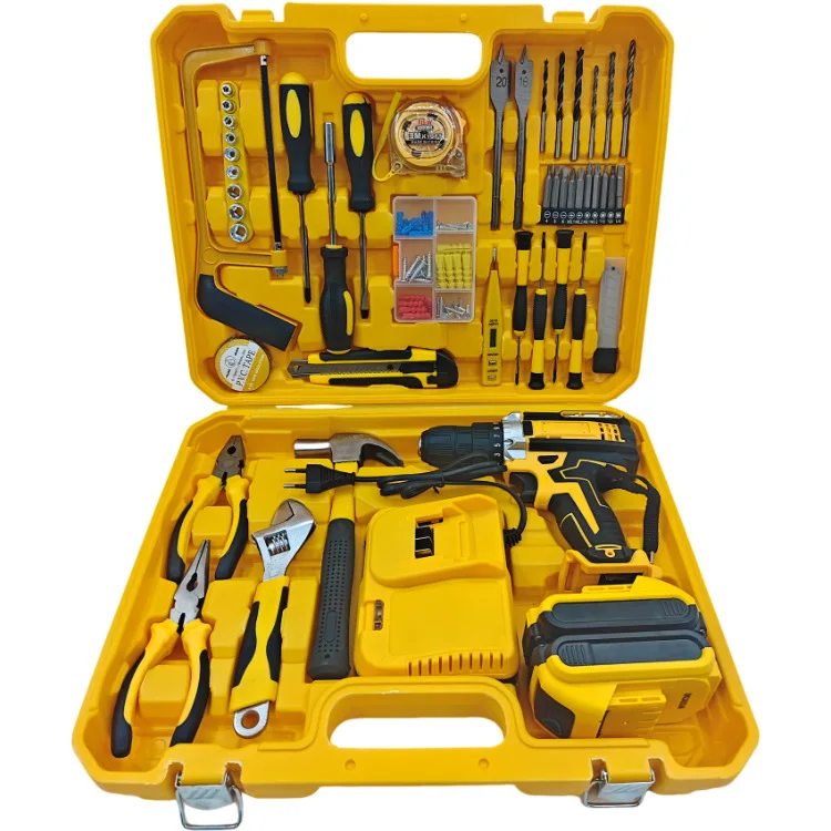Home Use Multi-Function Cordless Electric Tools Set Lithium Battery Powered Hand Drill Screwdriver Impact Feature Industrial