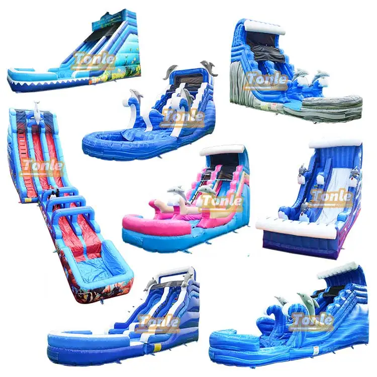 custom commercial kids blue dolphin water slide inflatable water slide for party rental