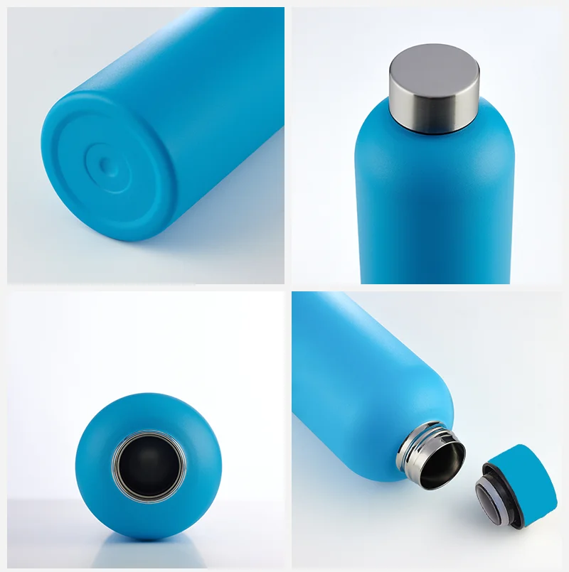 HAERS Customize Logo 500/750/1000ML Big Capacity Rubber Paint Abrasion-Proof 304/316 Stainless Steel Small Mouth Water Bottle