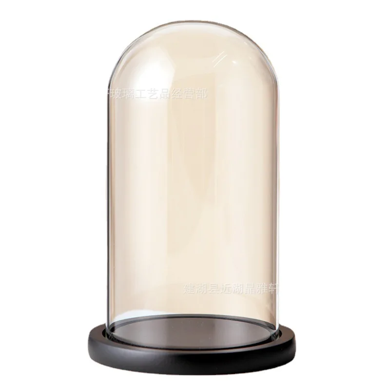 Glass Dome with Wooden Base Glass for candle   Mini Cake Stand Glass Display Dome