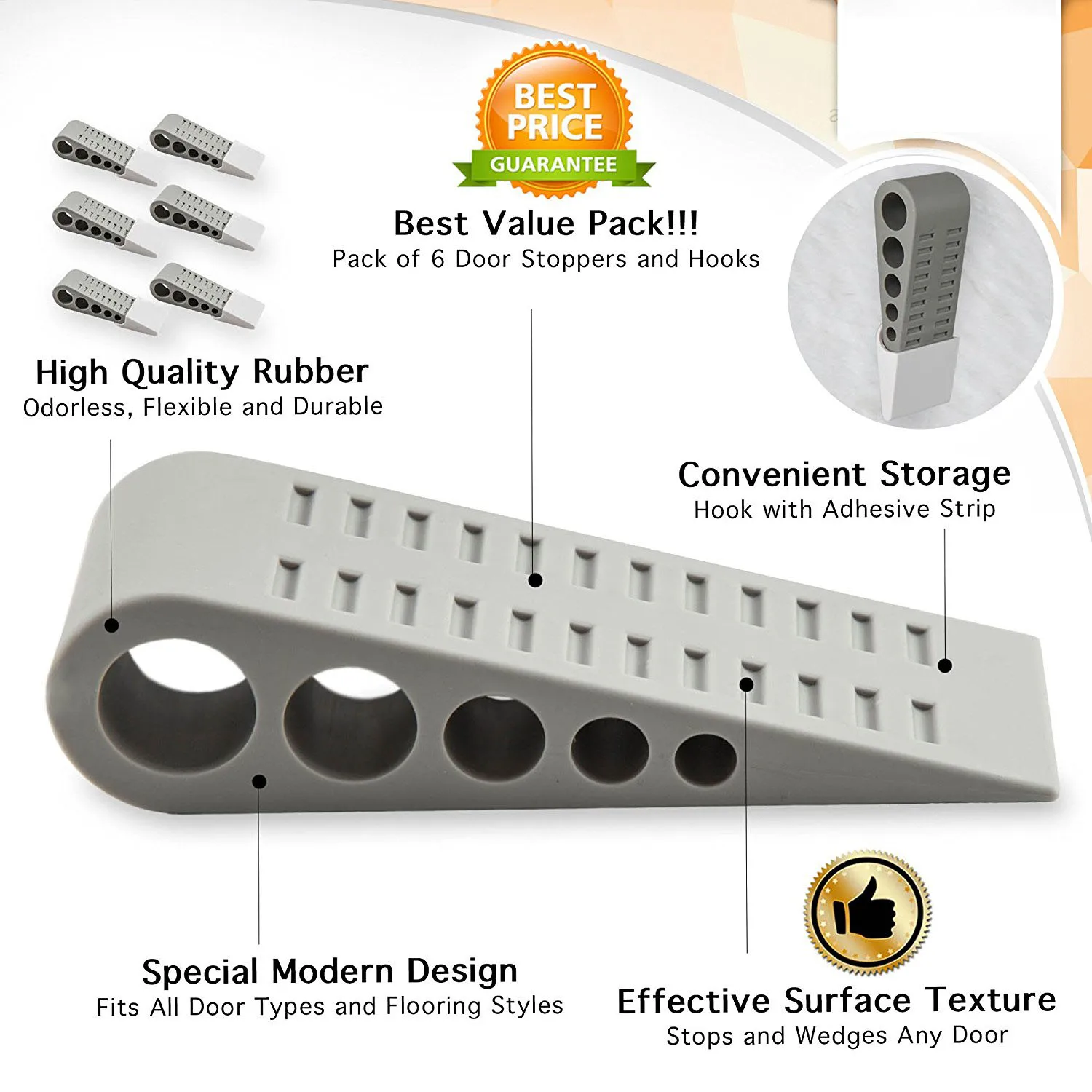 Door Stop Rubber grey silicone wedge door stopper