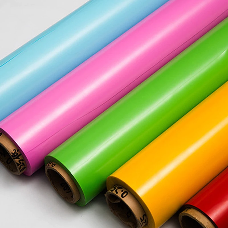 Wholesale PVC colored single side opaque traceless PVC color environmental protection light adhesive PVC colored film