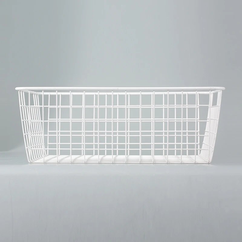 Square White household Metal Basket with handle for sundries