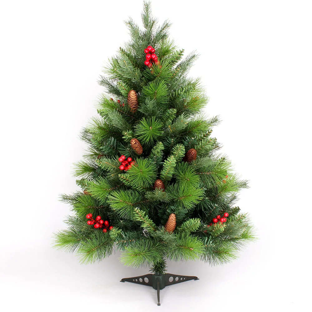 MINI Christmas tree PE+PVC+Pine needle material wrap tree with pine cones and red berries table indoor christmas decoration