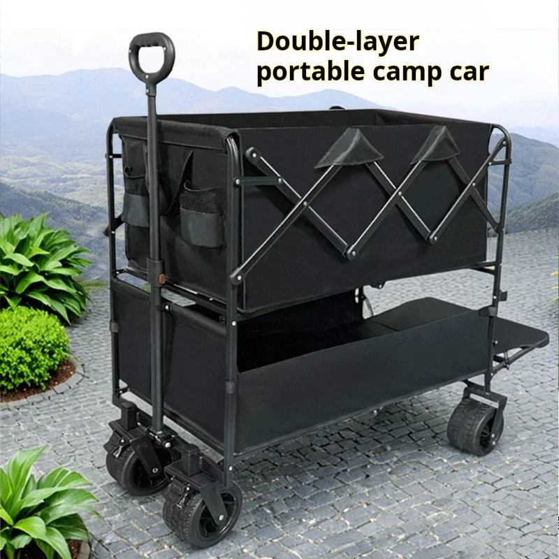 Customizable OEM Swivel Wheel Electric Folding Wagon 200kg Load Capacity Steel Platform Outdoor Camping Easy Maneuvering Market