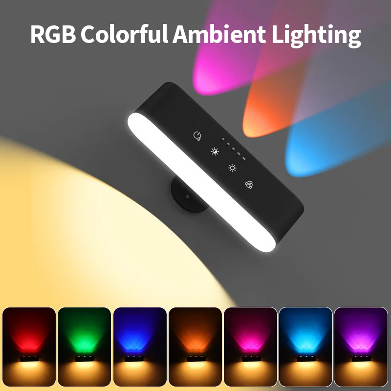 Battery Operated Colorful Ambient RGB Bedside Inside Set Led Lights Smart Wall Lamps for Home Hotel Bedroom