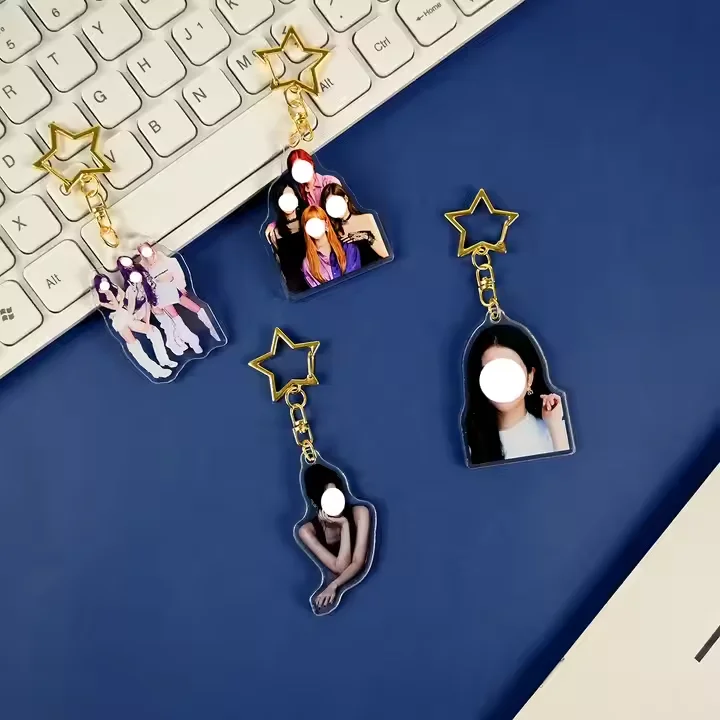 Индивидуальные двухсторонние акриловые полимерные пластиковые идол напечатанные логотипы аниме персонажи прозрачные шармы Kpop брелки