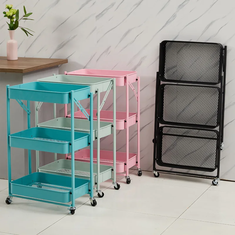 Steel Ailipu 3-layer Folding Platform Hand Truck Cart Bathroom Cosmetics Storage