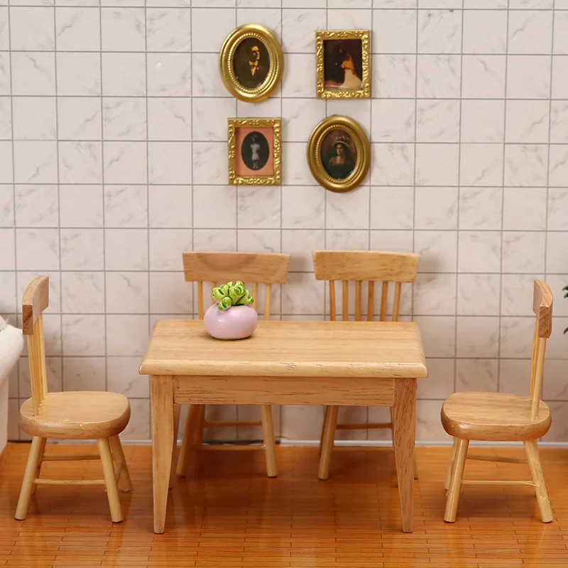 High Quality Wooden 1:12 Dollhouse Furniture Doll House Kitchen Miniature Dollhouse Accessories of Dining Room Accessory