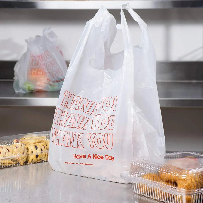 Free samples 6 inch custom print disposable takeaway food packaging Plastic Shopping bags