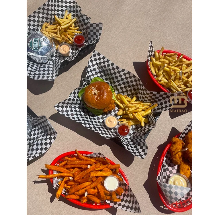 Personalised Wrapping Paper For Burger Restaurant Baking Food Wrapping Paper Grade Custom Printed Wrap Paper For Food Packaging