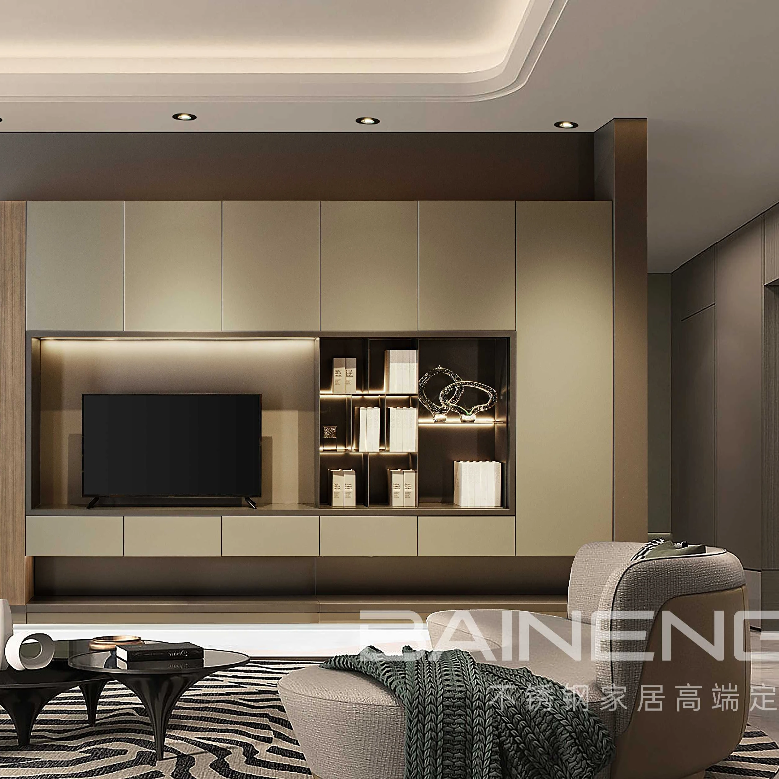 Factory Manufacture Design Furniture Luxury Tv Stand Modern Wooden Living Room Tv Steel Cabinet